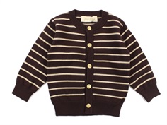 Petit Piao cardigan knit striped brown/cream